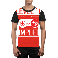 Level 11 Complete 11th Birthday Year Old Gamer Gif Graphic T-shirt | Artistshot