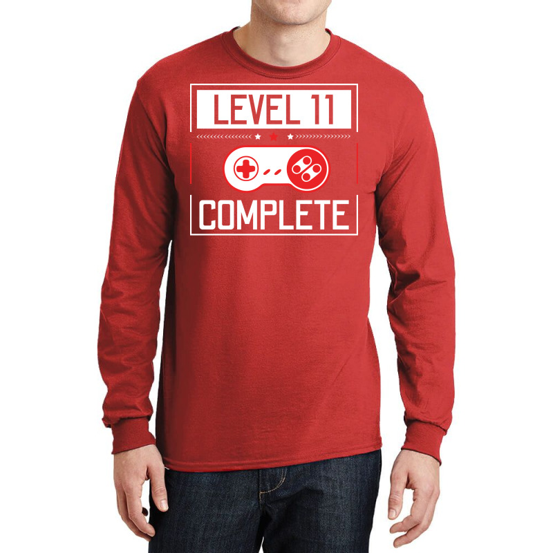 Level 11 Complete 11th Birthday Year Old Gamer Gif Long Sleeve Shirts | Artistshot