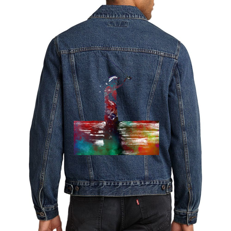 Fishing Sport Art Fishing Boy Men Denim Jacket by duszekahumy | Artistshot