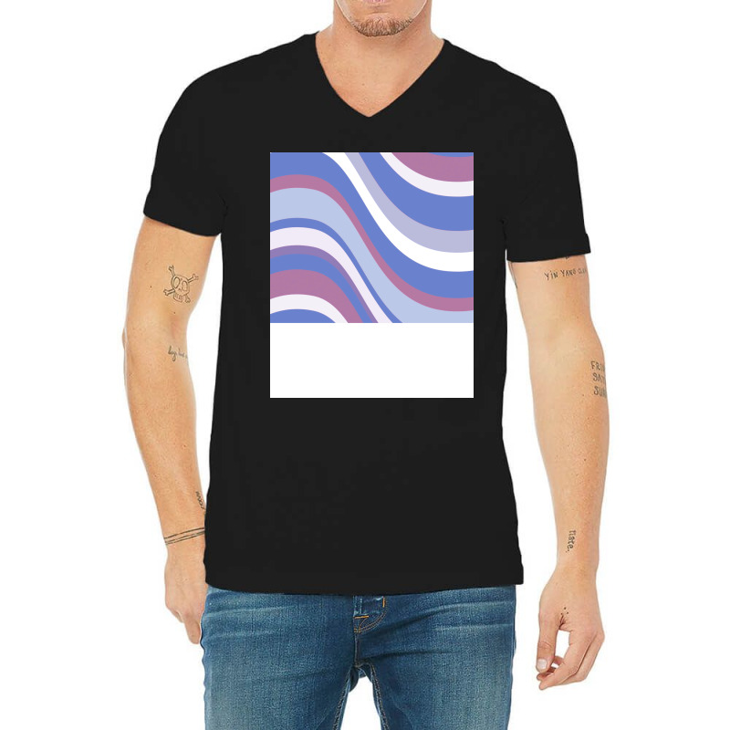 Bigender Pride Gently Wavy Varied Stripes Green V-neck Tee | Artistshot