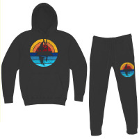 Fishing Outdoors Retro Sunset Design 80s Nature Hoodie & Jogger Set | Artistshot