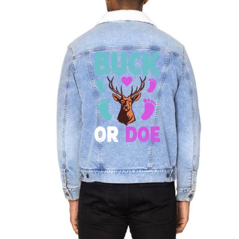 Buck Or Doe Gender Reveal Matching Ba Blue Nature Unisex Sherpa-lined Denim Jacket | Artistshot