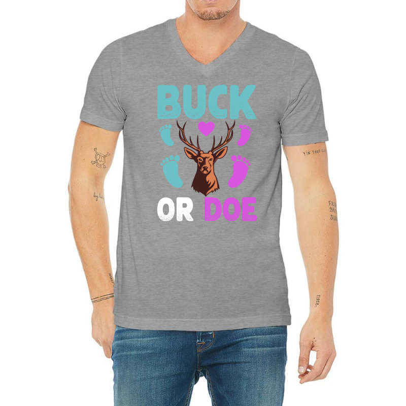 Buck Or Doe Gender Reveal Matching Ba Blue Nature V-neck Tee | Artistshot