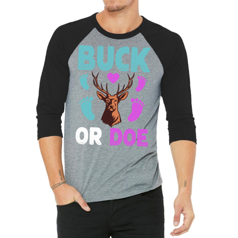 Buck Or Doe Gender Reveal Matching Ba Blue Nature 3/4 Sleeve Shirt | Artistshot