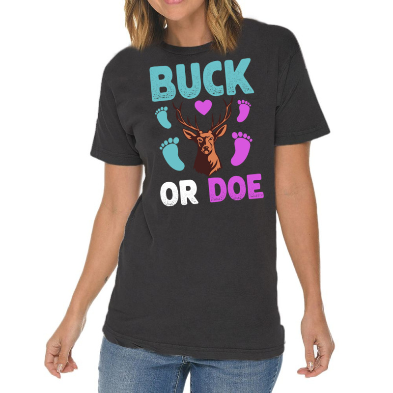 Buck Or Doe Gender Reveal Matching Ba Blue Nature Vintage T-shirt | Artistshot