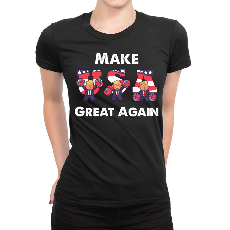 45 Squared Trump 2020 Second Term Usa Ladies Fitted T-Shirt by arif1 | Artistshot