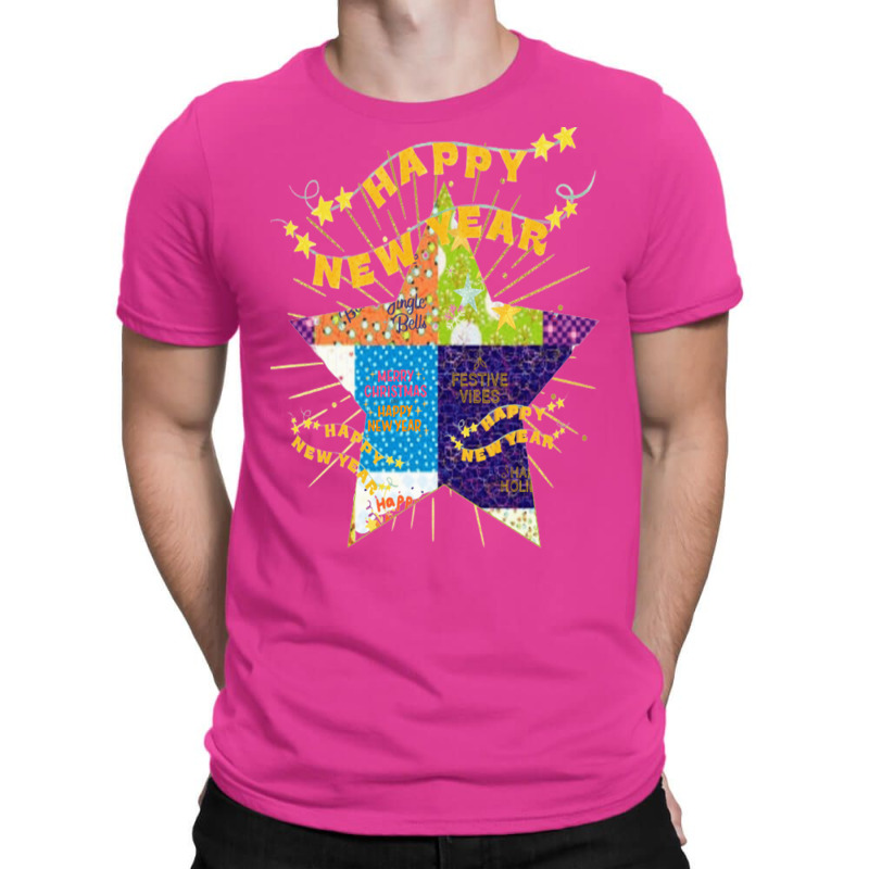 Patchwork New Year Lettering Design T-shirt | Artistshot