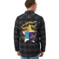 Patchwork New Year Lettering Design Flannel Shirt | Artistshot