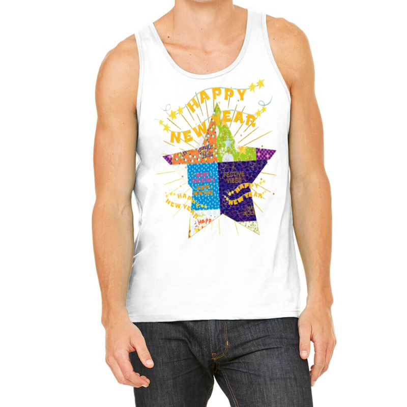 Patchwork New Year Lettering Design Tank Top | Artistshot