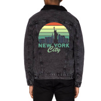 New York City Skyline Product Design Mask Tshirt Unisex Sherpa-lined Denim Jacket | Artistshot