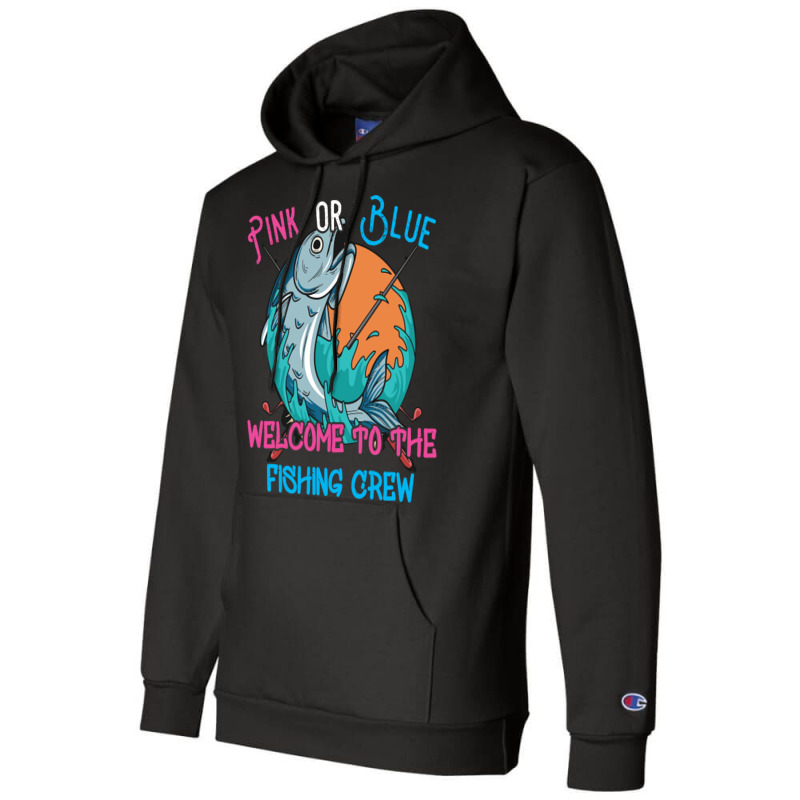 Gender Reveal Fishing Design For A Fishermen Funny Champion Hoodie | Artistshot