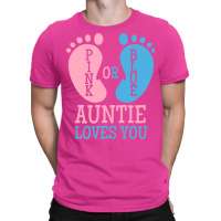 Gender Reveal Auntie Pink Or Blue Nostalgia T-shirt | Artistshot