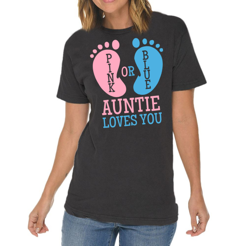 Gender Reveal Auntie Pink Or Blue Nostalgia Vintage T-shirt | Artistshot