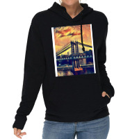 New York Skyline   Low Poly Art   Mm009lpad1 Lightweight Hoodie | Artistshot