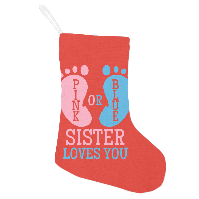 Gender Reveal Sister Pink Or Blue Vintage Holiday Stocking | Artistshot