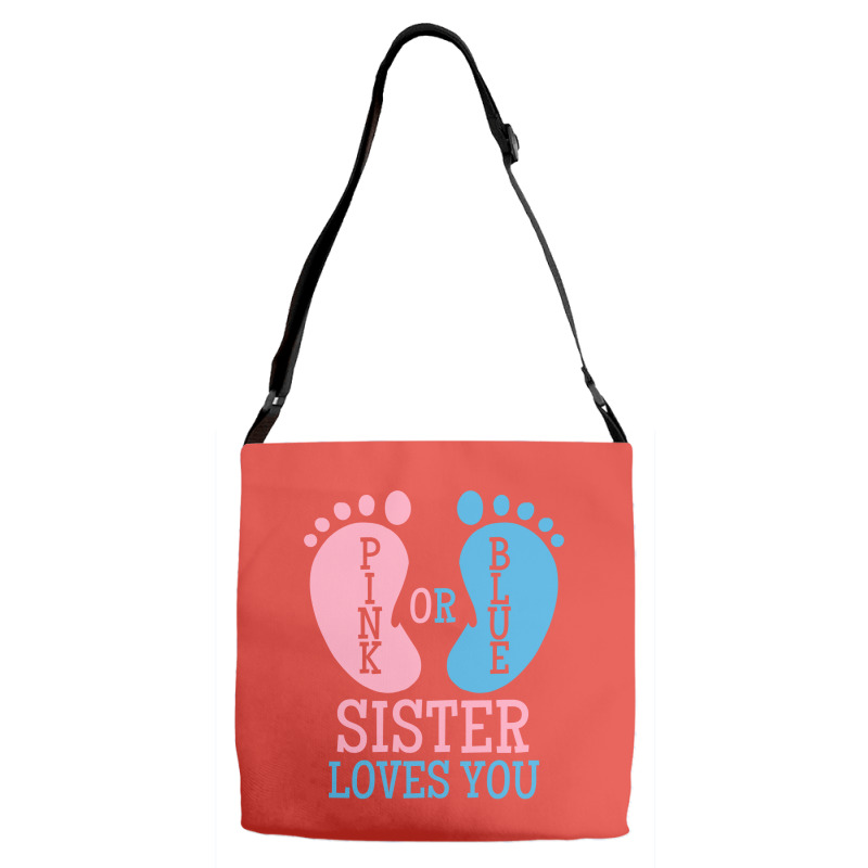 Gender Reveal Sister Pink Or Blue Vintage Adjustable Strap Totes | Artistshot