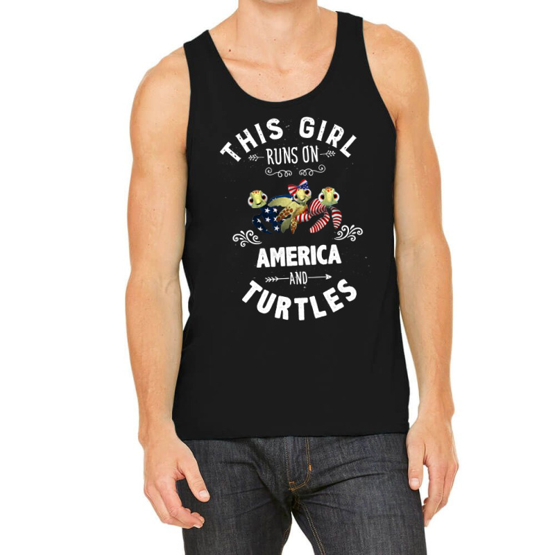 This Girl Runs On America And Turtles American Flag Patriotic 4th Of J Tank Top by hoainv | Artistshot