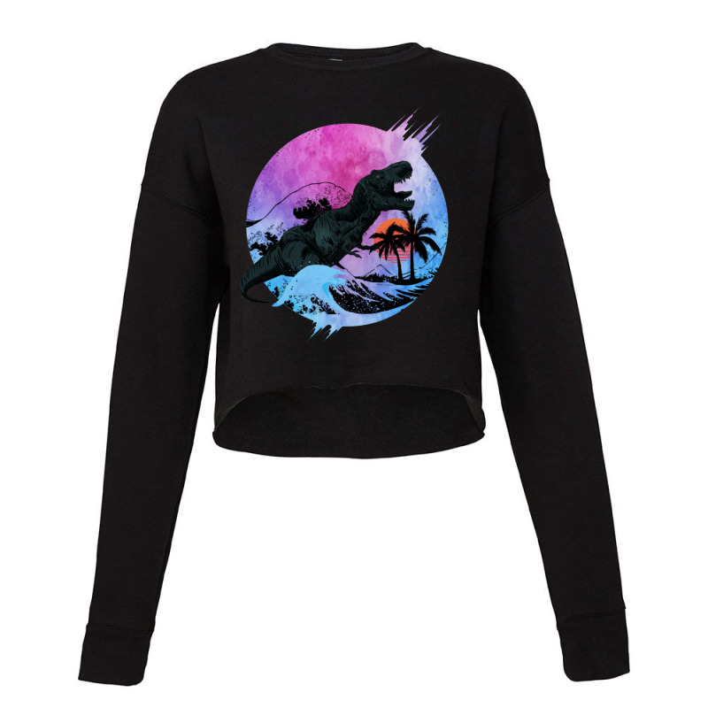 T Rex Waves Cropped Sweater | Artistshot