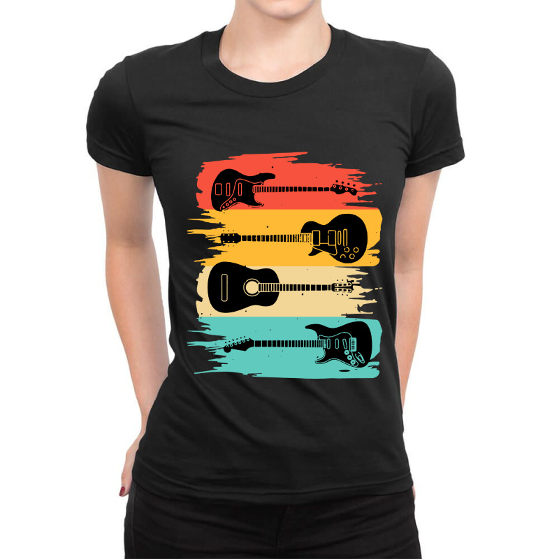 Vintage Retro Guitars Ladies Fitted T-shirt | Artistshot