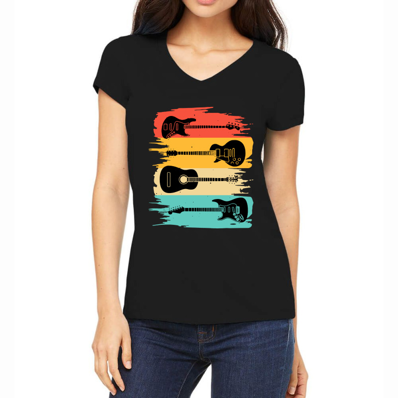 Vintage Retro Guitars Women's V-neck T-shirt | Artistshot