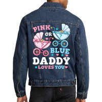 Gender Reveal Daddy Father Gift Men Denim Jacket | Artistshot