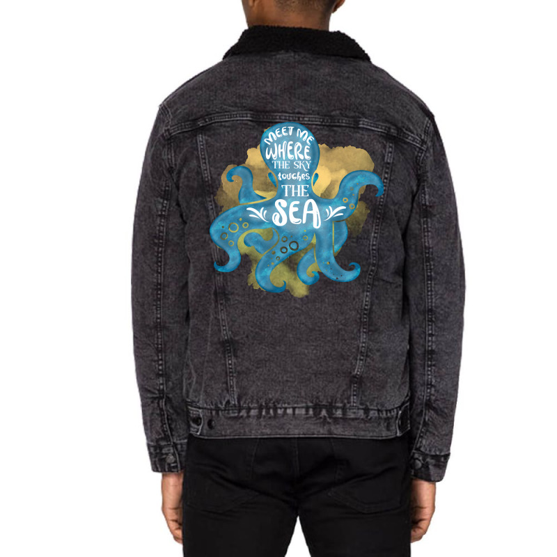 Cute Octopus Ocean Sea Girl (1) Unisex Sherpa-lined Denim Jacket | Artistshot