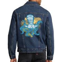 Cute Octopus Ocean Sea Girl (1) Men Denim Jacket | Artistshot