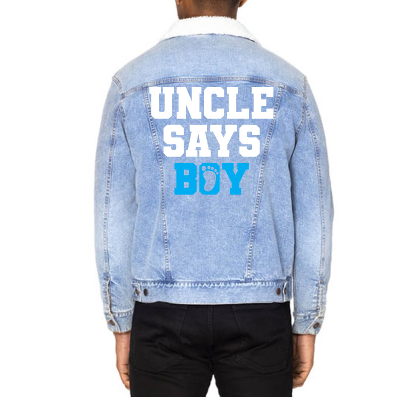 Gender Reveal Uncle Red Unisex Sherpa-lined Denim Jacket | Artistshot