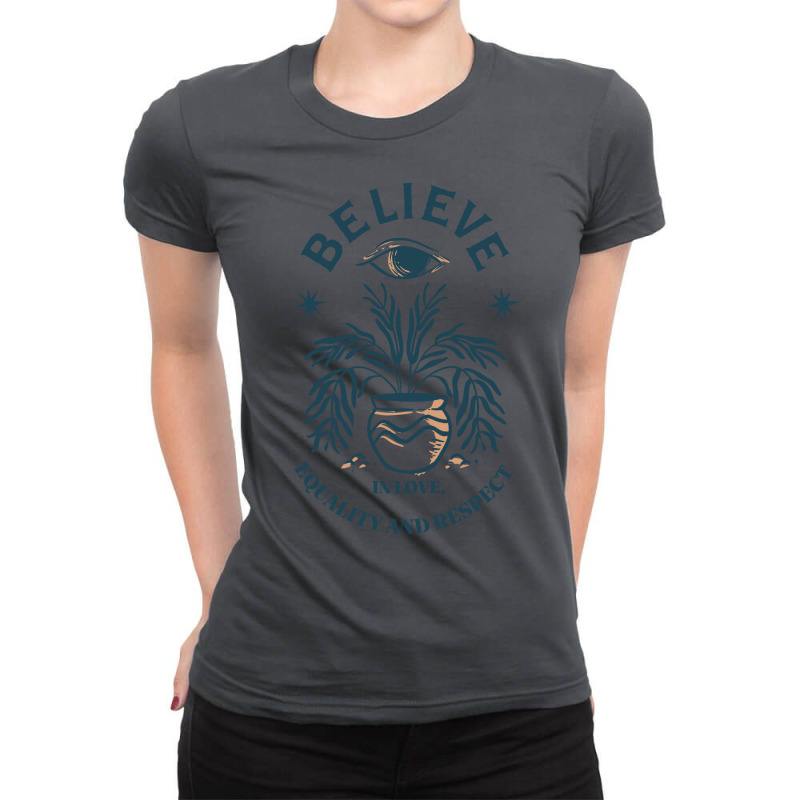 Believe In Love Equality Feminism 70s Ladies Fitted T-Shirt by algouddodyd | Artistshot