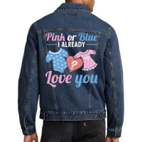 Pink Or Blue Party Ba Red Men Denim Jacket | Artistshot