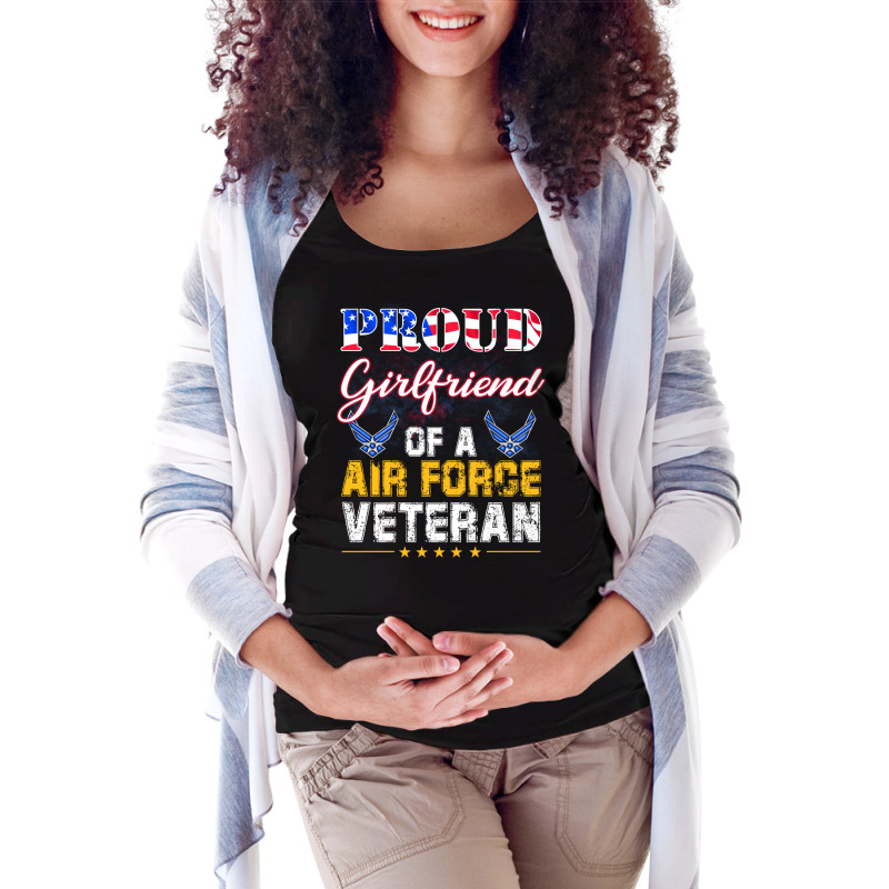 Proud Girlfriend Of A Air Force Veteranvintage Ame Maternity Scoop Neck T-shirt by mirosebatheyh | Artistshot