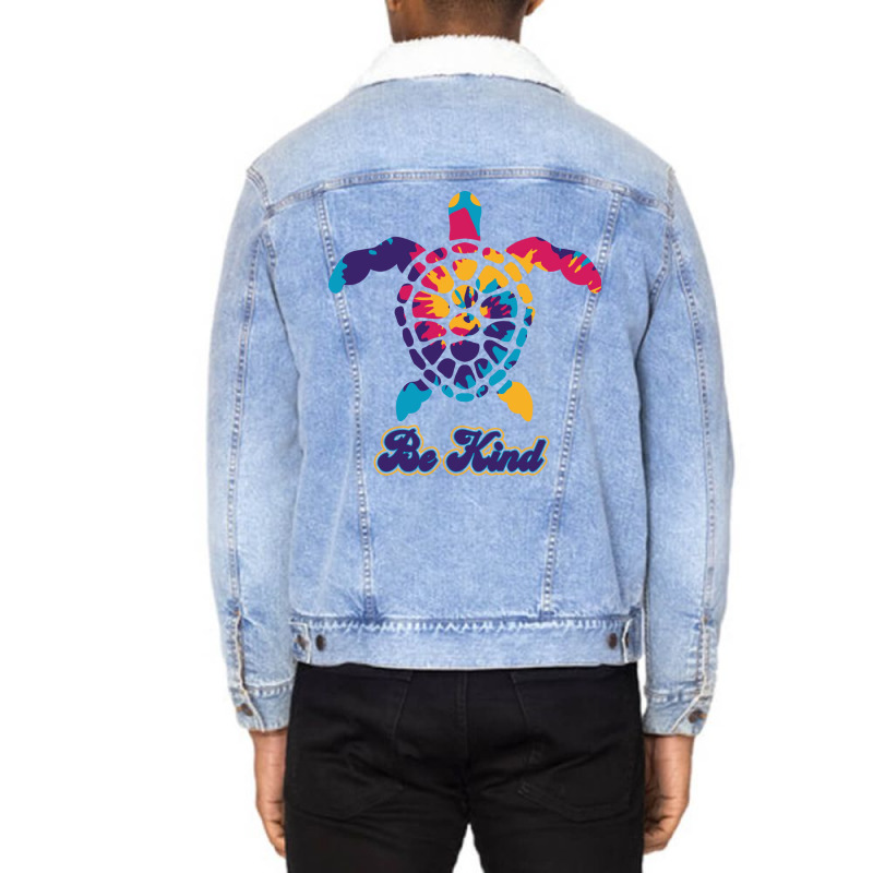 Be Kind Turtle Tie Dye Retro (1) (1) Unisex Sherpa-Lined Denim Jacket by ankuyimunadis | Artistshot