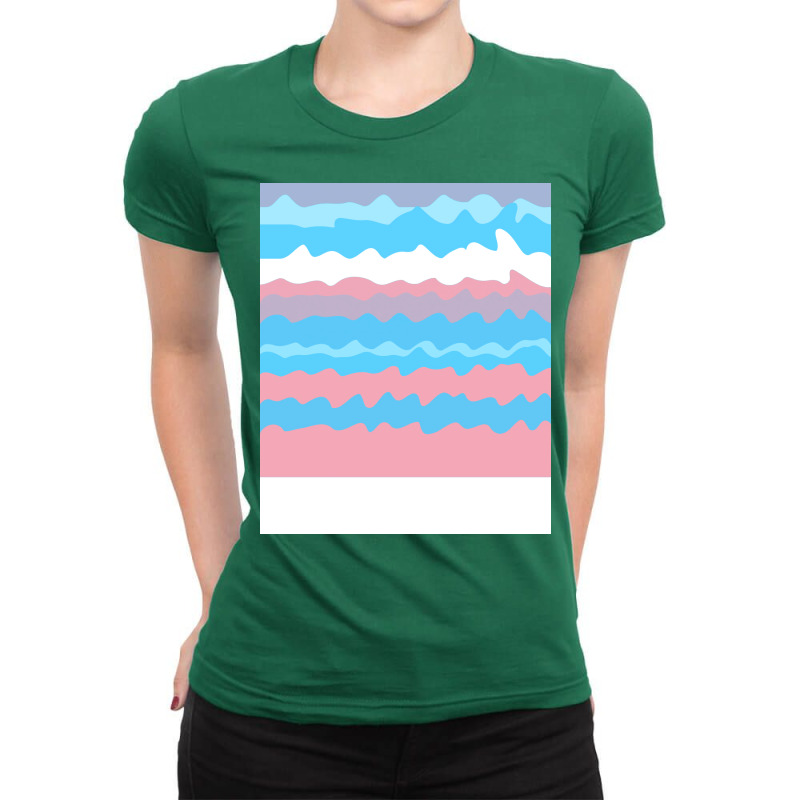 Trans Pride Abstract Wavy Layered Colors Summer Ladies Fitted T-Shirt by lithizoengs | Artistshot