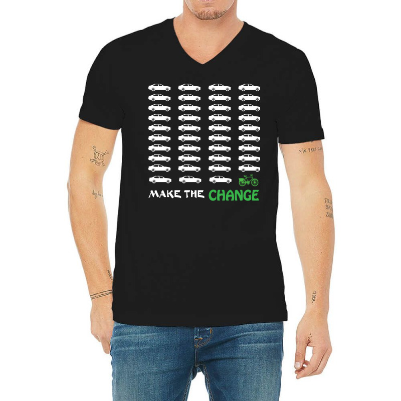 Cyclists Make The Change Climate Awareness Car And V-neck Tee | Artistshot