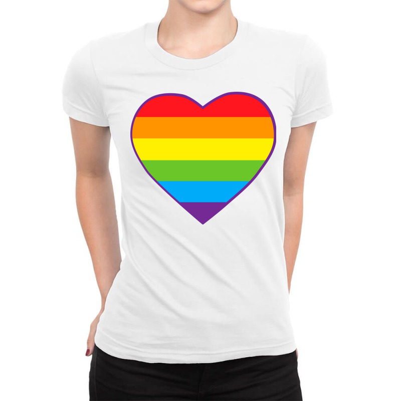 Pride Flag Heart Gift Ladies Fitted T-Shirt by temmampohumi1 | Artistshot