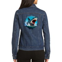 Shark Angry 2 Ladies Denim Jacket | Artistshot