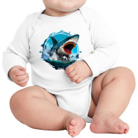 Shark Angry 2 Long Sleeve Baby Bodysuit | Artistshot