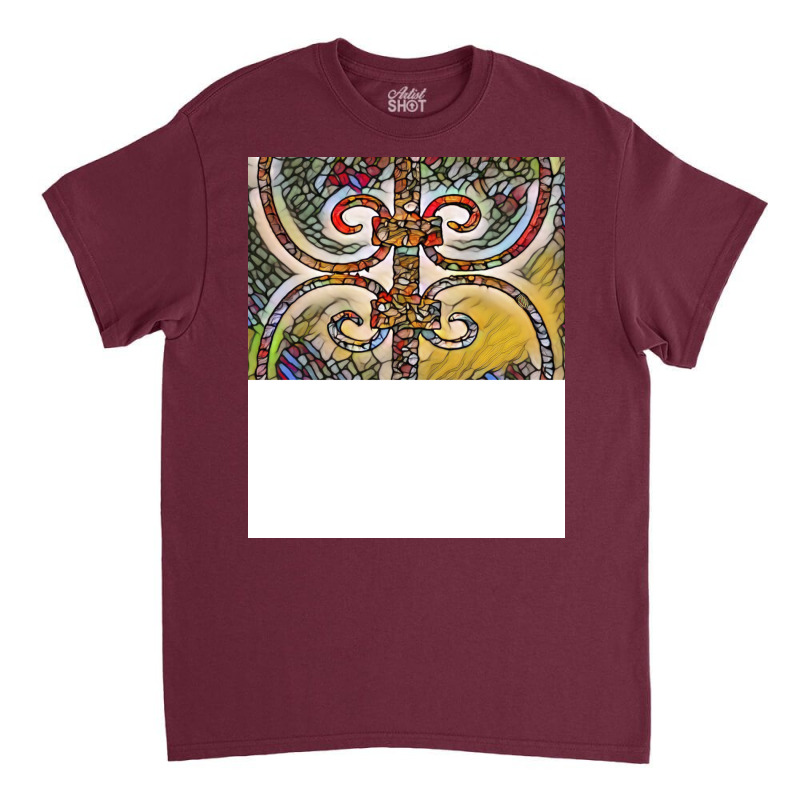 Stained Glass Ironwork Fence Landscape Art Work Ye Classic T-shirt by dabejahaliwax | Artistshot