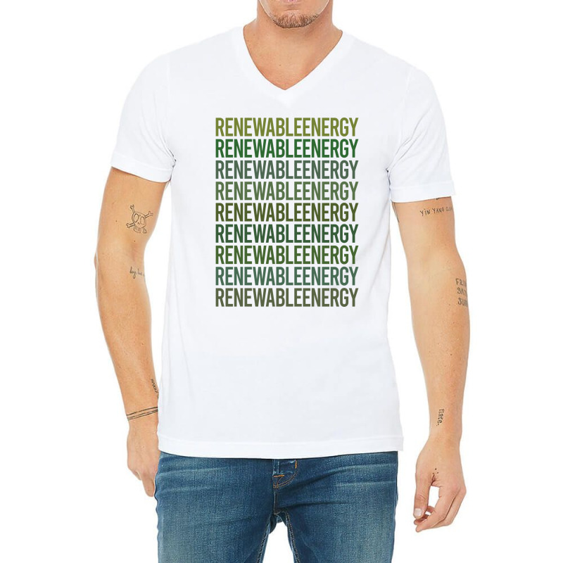 Green Text Renewable Energy Cool (1) V-neck Tee | Artistshot