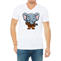 Elephant Detective Cute Cartoon Red V-neck Tee | Artistshot