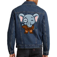 Elephant Detective Cute Cartoon Red Men Denim Jacket | Artistshot