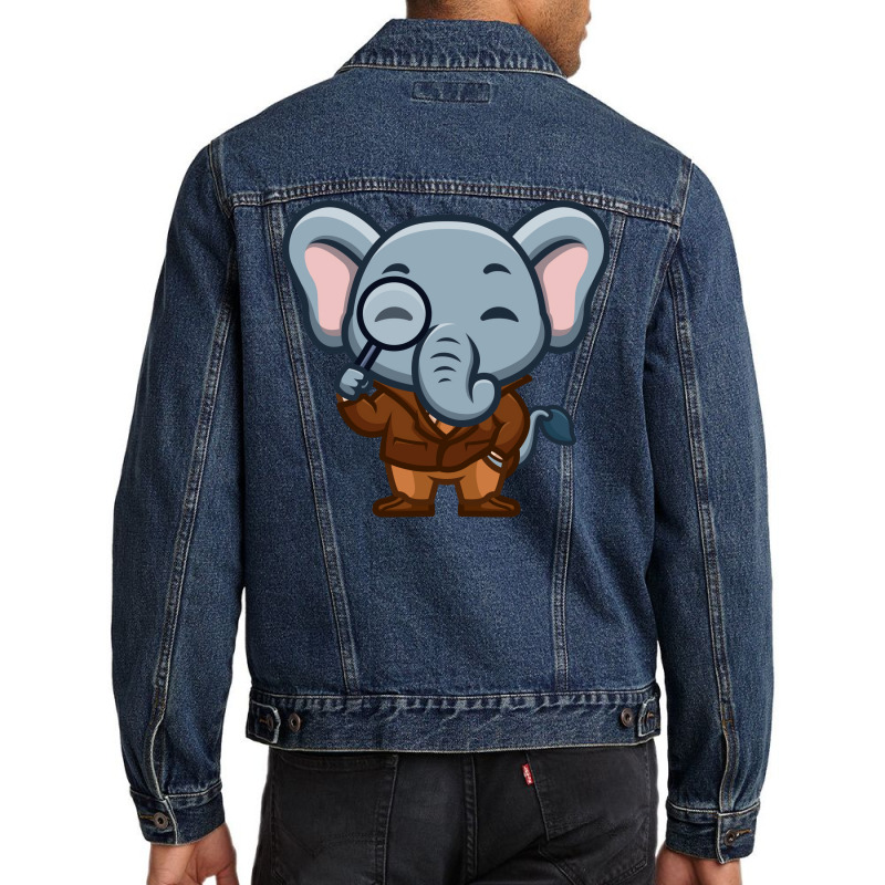 Elephant Detective Cute Cartoon Red Men Denim Jacket by hasmeenawfer5 | Artistshot