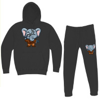 Elephant Detective Cute Cartoon Red Hoodie & Jogger Set | Artistshot