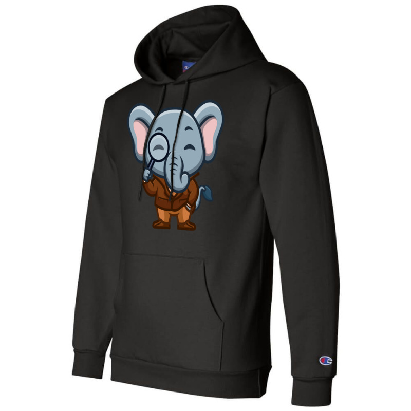 Elephant Detective Cute Cartoon Red Champion Hoodie by hasmeenawfer5 | Artistshot