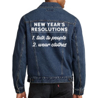 New Year Resolutions  Talk To People Men Denim Jacket | Artistshot