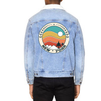 New York Retro Vintage Sunset   New York Mountain Unisex Sherpa-lined Denim Jacket | Artistshot