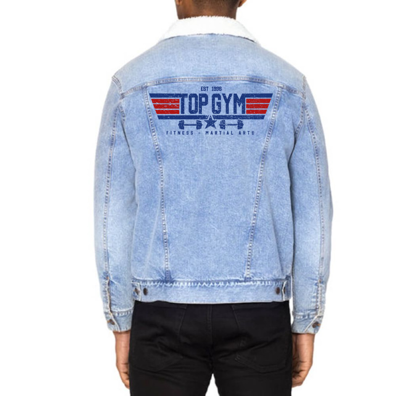 Top Gym Distressed Cool Unisex Sherpa-lined Denim Jacket | Artistshot