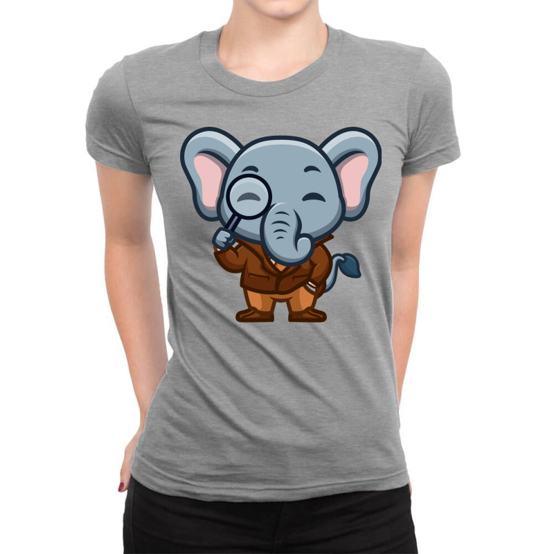 Elephant Detective Cute Cartoon Red Love Ladies Fitted T-Shirt by jebalibrintoe | Artistshot