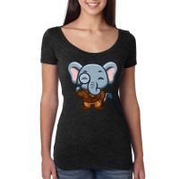 Elephant Detective Cute Cartoon Red Love Women's Triblend Scoop T-shirt | Artistshot