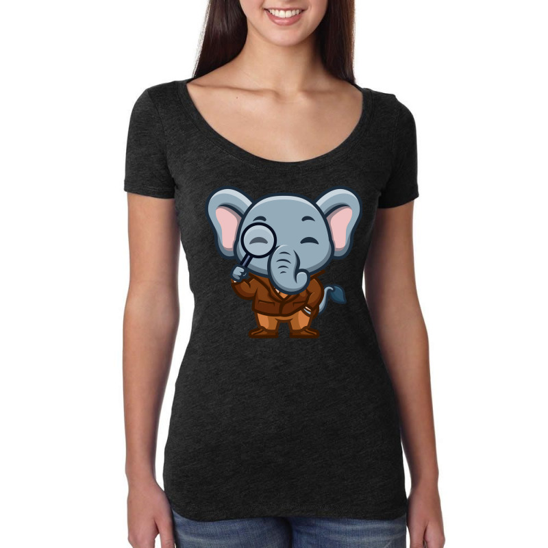 Elephant Detective Cute Cartoon Red Love Women's Triblend Scoop T-shirt by jebalibrintoe | Artistshot